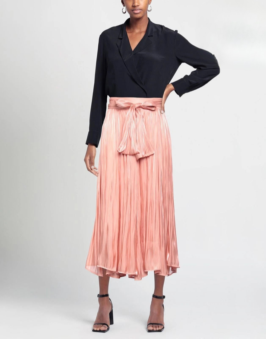 SFIZIO Midi Flare Skirt — IT 46 / US 10 / UK 14 (L) — Pleated • Belted — Made in Italy