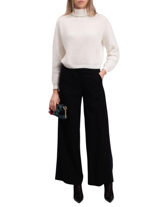 “8” Tailored Trousers — IT 38 (XS) — Elasticated Back — Black — Made in Portugal