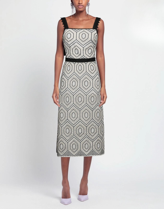 SIMONA CORSELLINI Sangallo Lace Midi Dress — IT 44 / US 8 / UK 12 (L) — Made in Italy