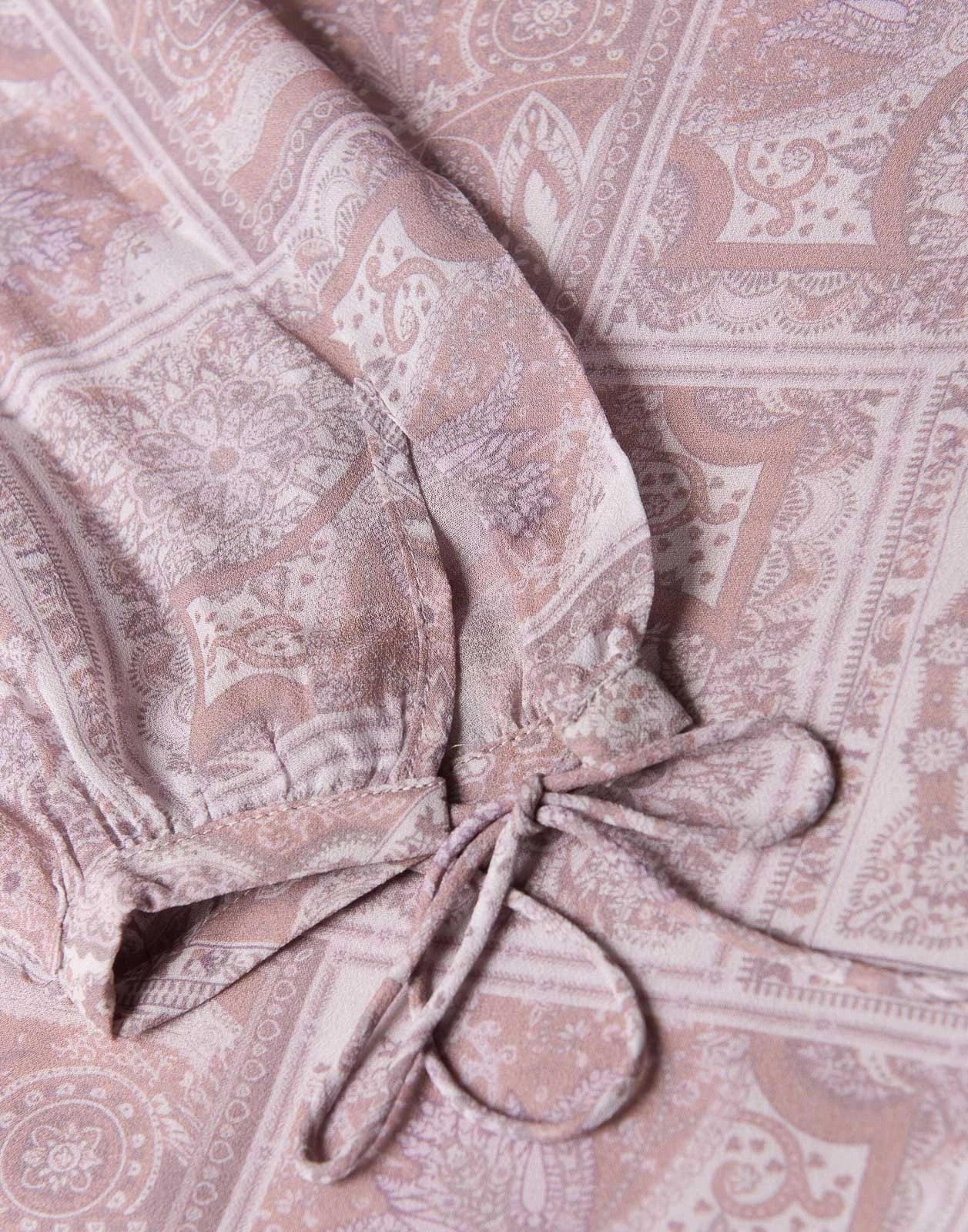 HEMISPHERE Shift Dress — Size S — Paisley • Tie Cuffs • Keyhole Back • Long Sleeve