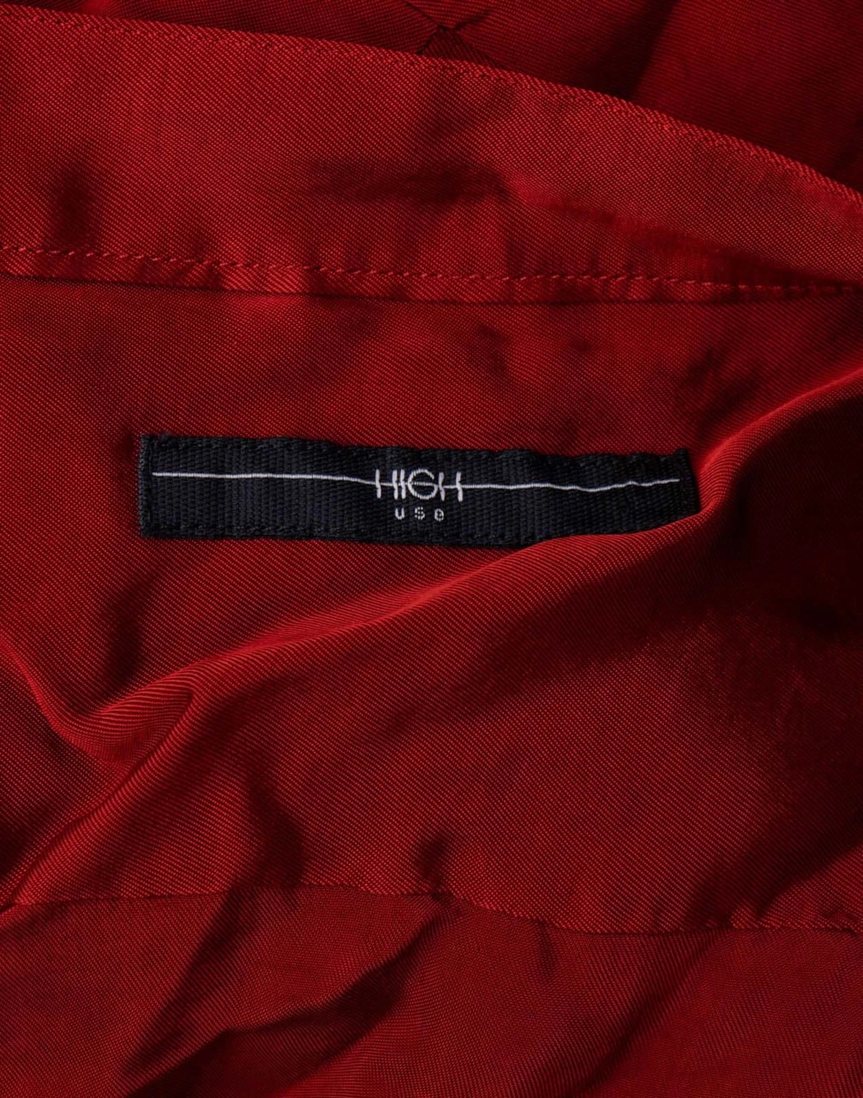 HIGH USE Twill Button-Up Shirt — IT 40 / US 4 / UK 8 (S) — Ruffles • Long Sleeve • V-Neck