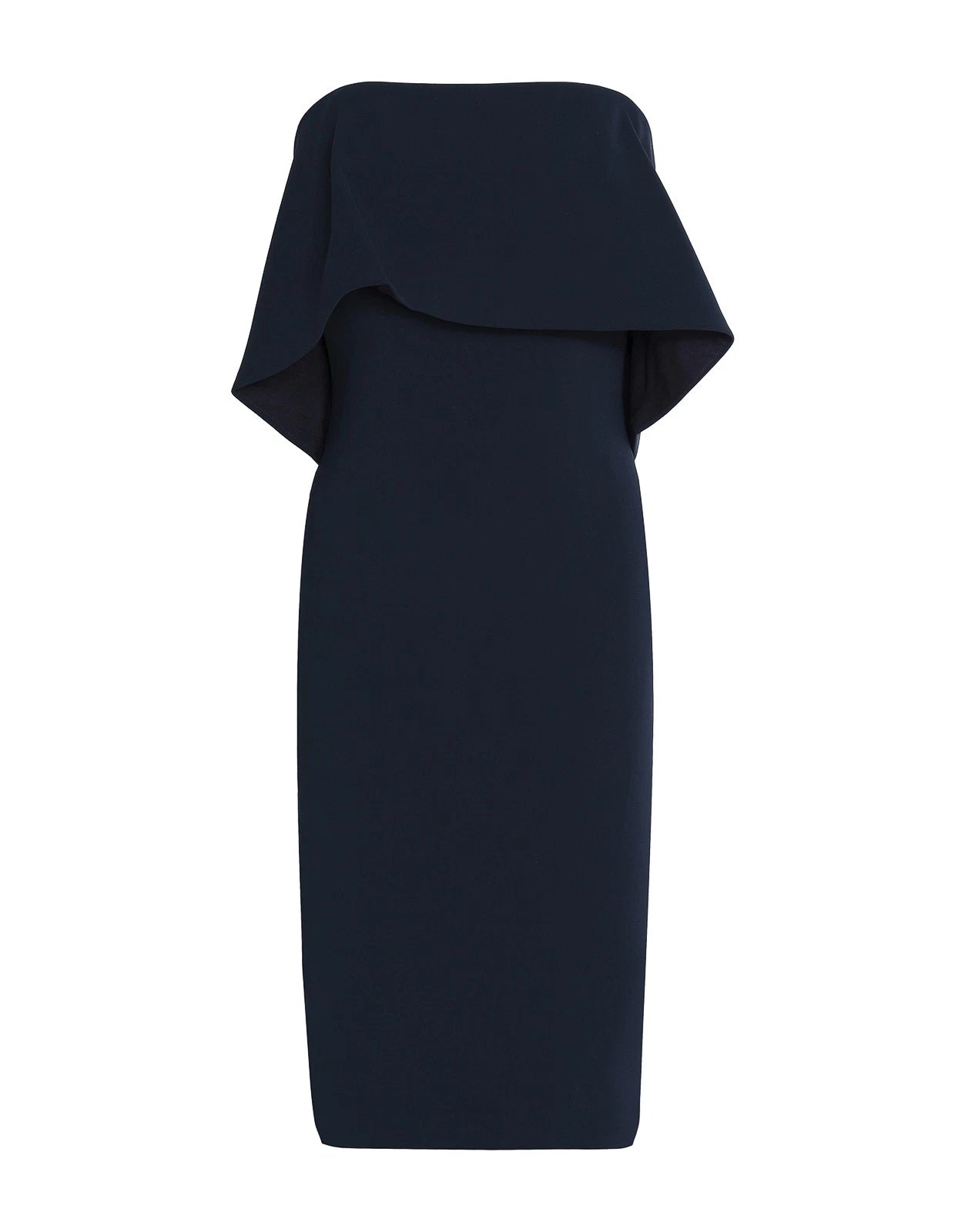 BADGLEY MISCHKA Pencil Dress — US 8 / UK 12 / IT 44 (L) — Navy • Lined • Draped Overlay
