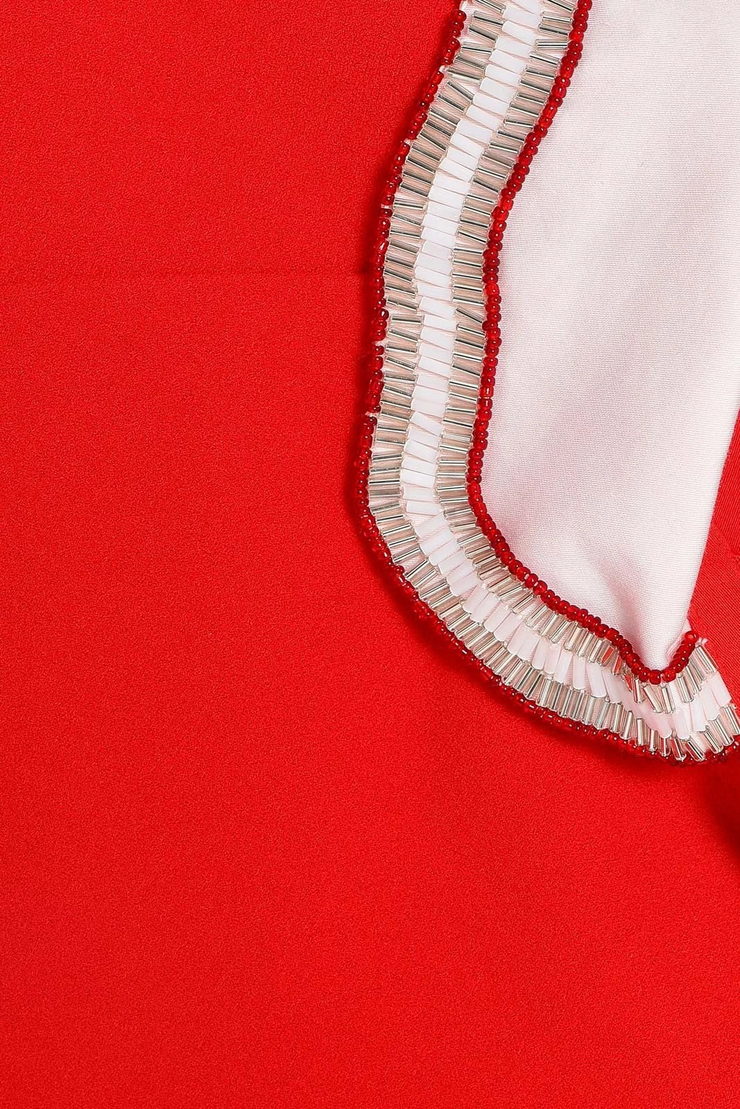 MAJE ‘Rangat’ Beaded Collar Mini Dress Red – Size 2 (US 6 / M) | Sleeveless A-Line, Peter Pan Collar