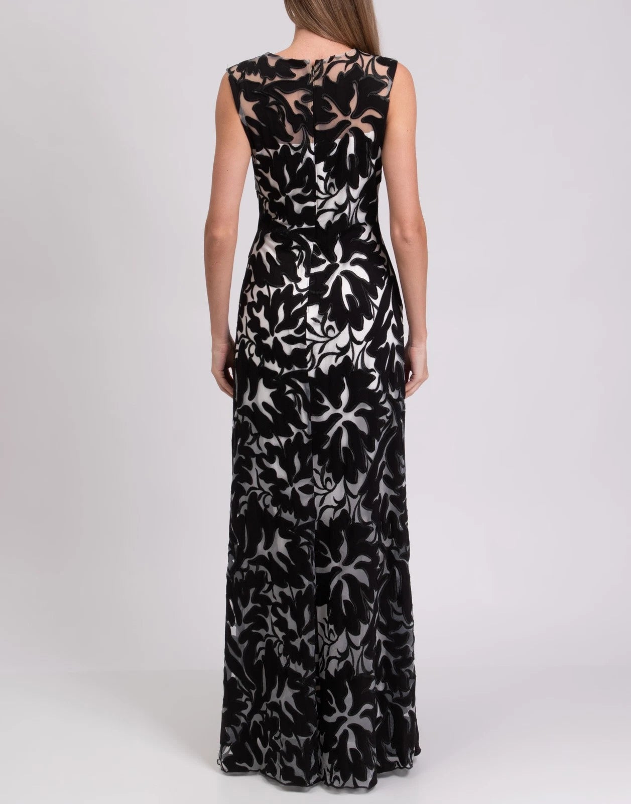 TADASHI SHOJI Tulle Maxi Dress — US 8 / UK 12 / IT 44 (L) — White/Black