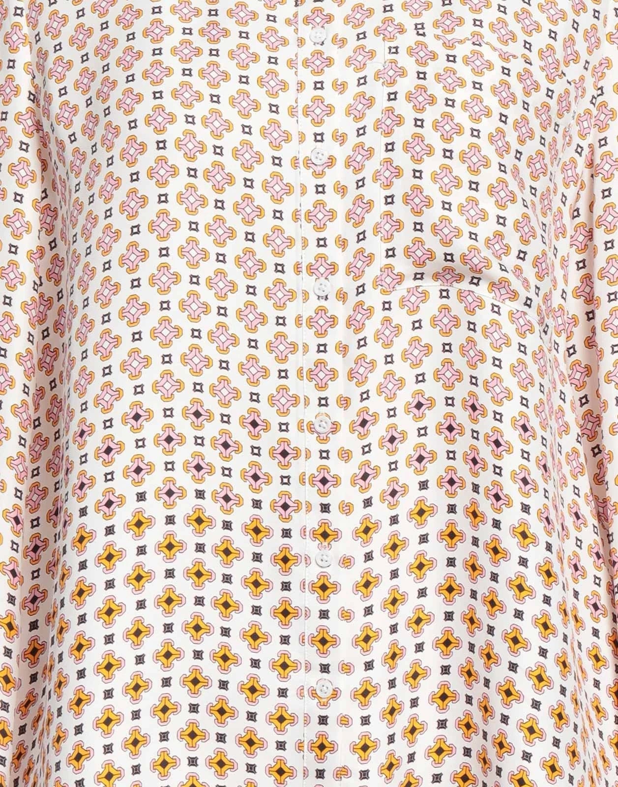 MAJE “Cimea” Button-Up Shirt — Size 2 (M) — White • Geometric Print • Long Sleeves