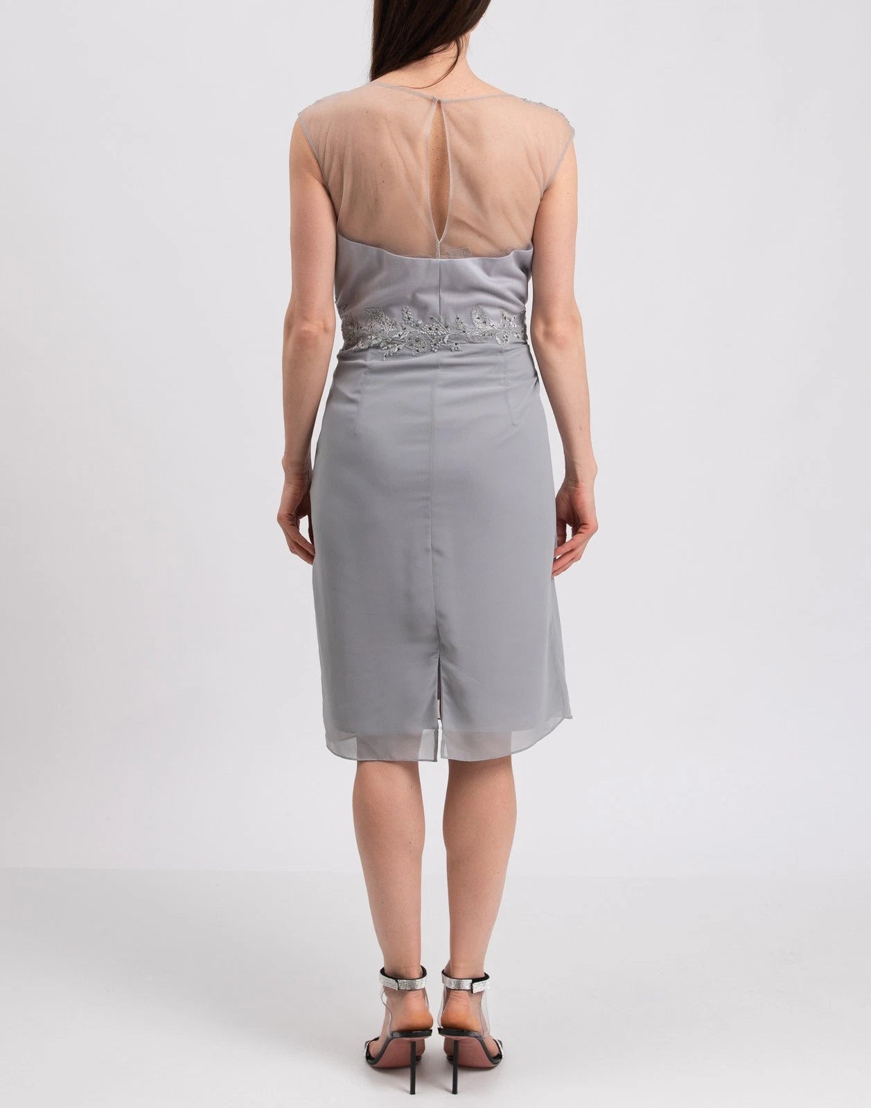 SOLOGIOIE Sheath Dress — Size 41 (Plus; approx. M) — Embroidered • Rhinestones