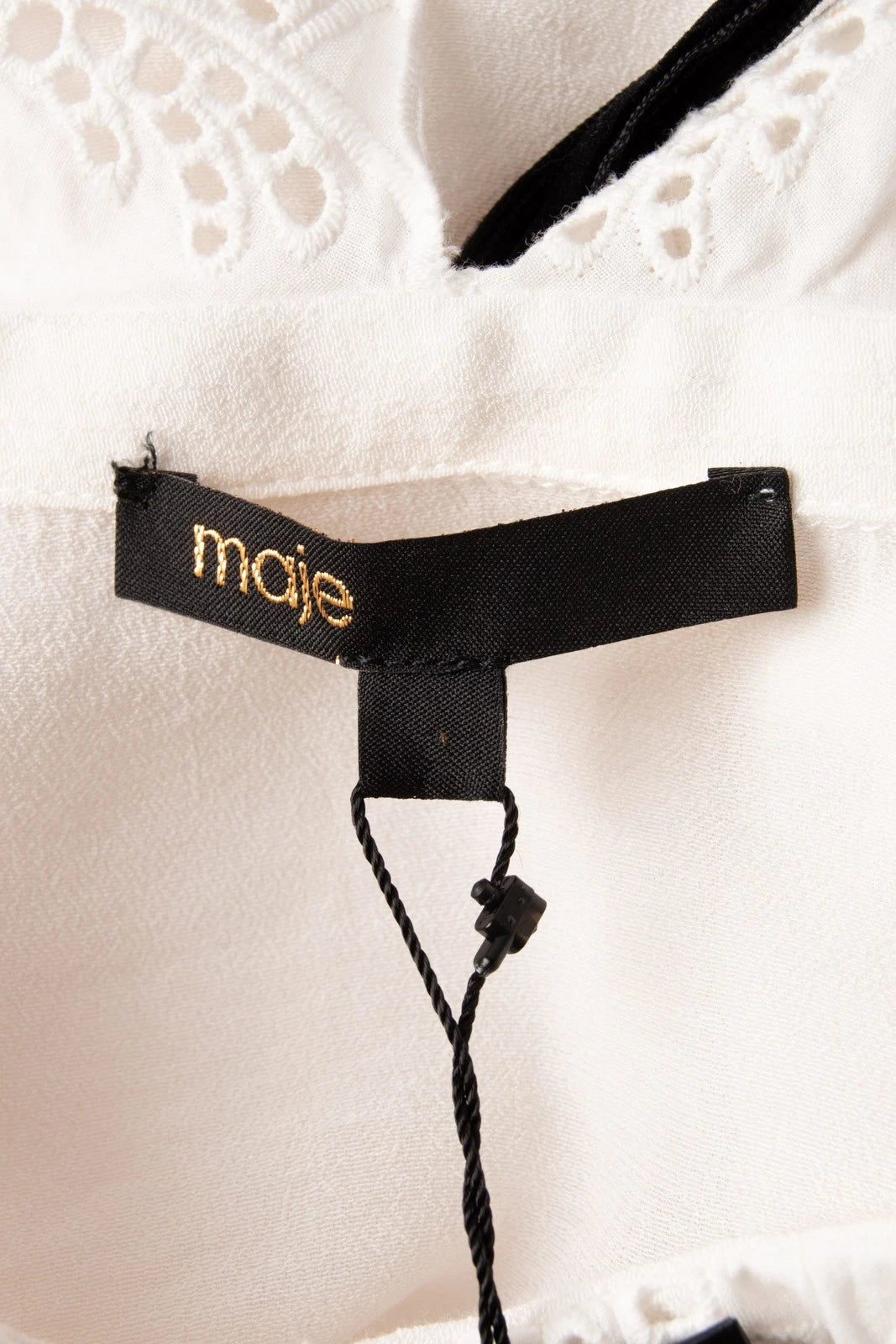 MAJE Crepe Blouse — Size US 4 / 1 (S) — Ruffled • Gathered • Sangallo Lace Collar