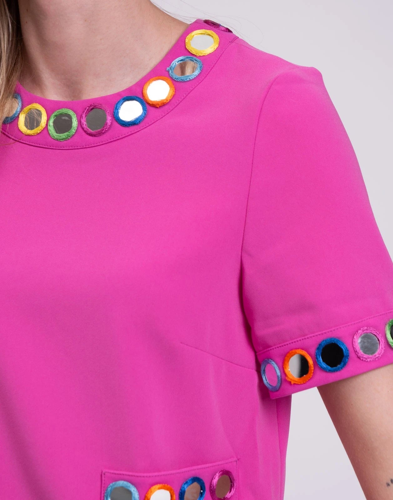 MOSCHINO Crepe Top — IT 40 / US 6 / UK 8 (S) — Pink — Mirror Details — Made in Italy