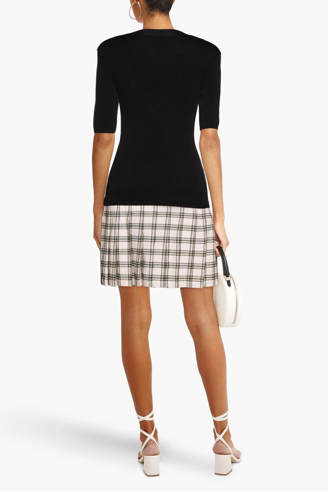 MAJE “Romana” Dress — EU 36 / US 4 / UK 8 (S) — Knitted • Check Pleated Hem — Made in Italy
