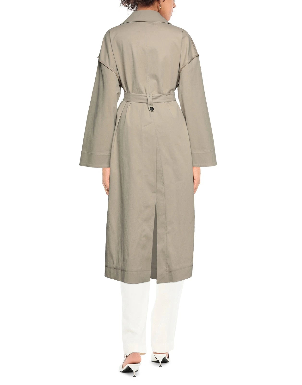 TELA Long Trench Coat — IT 46 / US 10 / UK 14 (XL) — Beige — Belted — Made in Italy